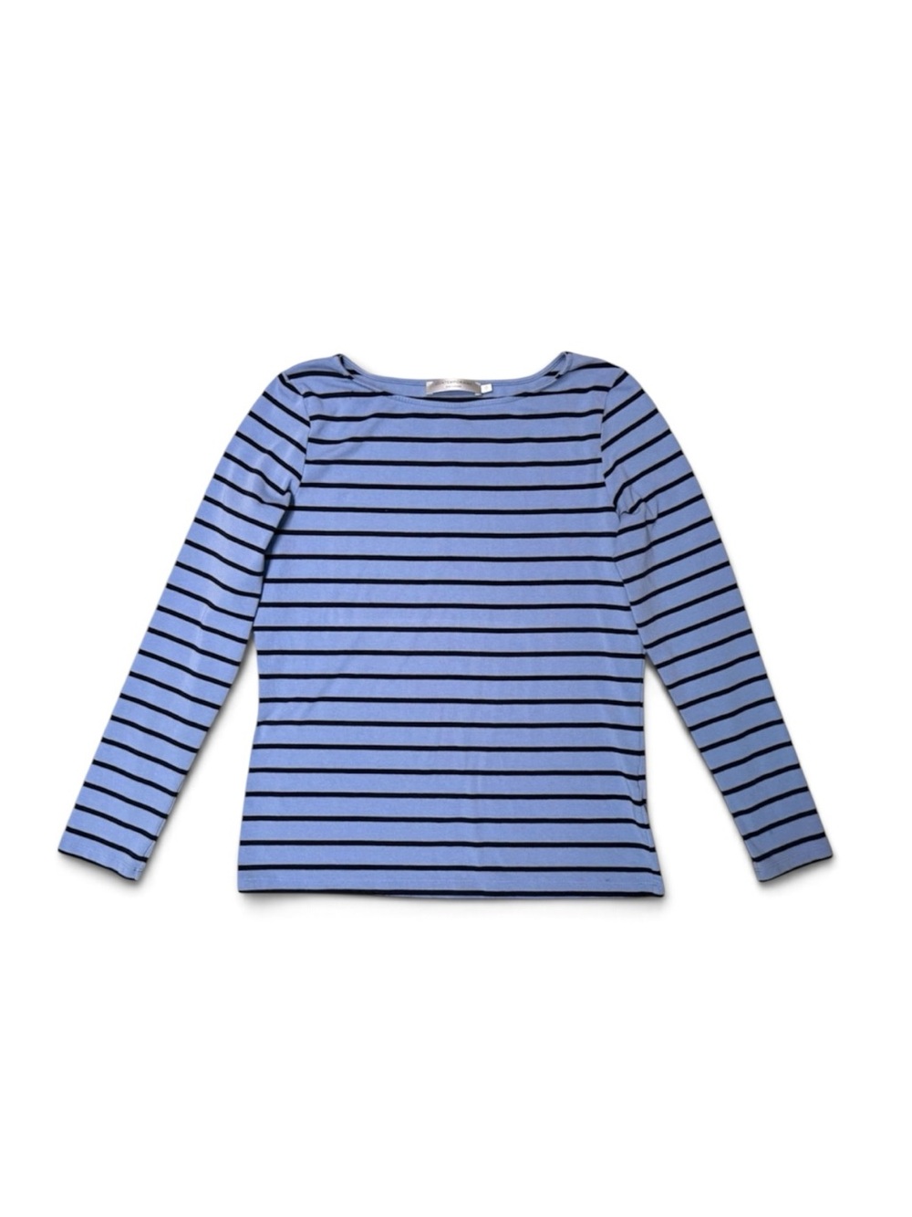 Simons Contemporaine Boat- Neck Striped Blue T-shirt Size L Women’s